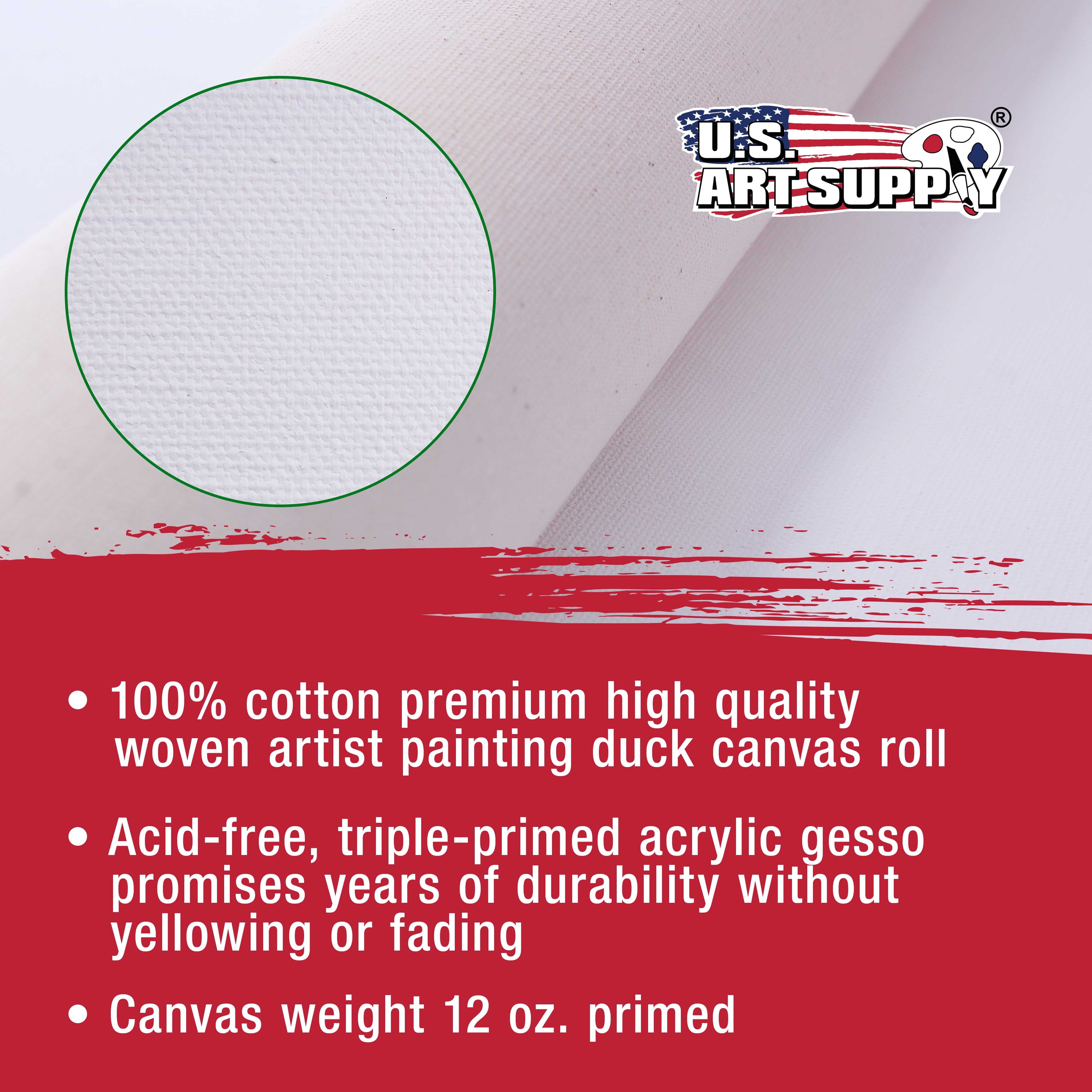 U.S. Art Supply 36" Wide x 6 Yards (18 Feet) Long Unstretched Canvas Roll - 100% Cotton, 12oz Triple Primed Gesso, Acid-Free - Pro Artist Quality, Oil & Acrylic Painting, Murals Backdrop, Cut Size