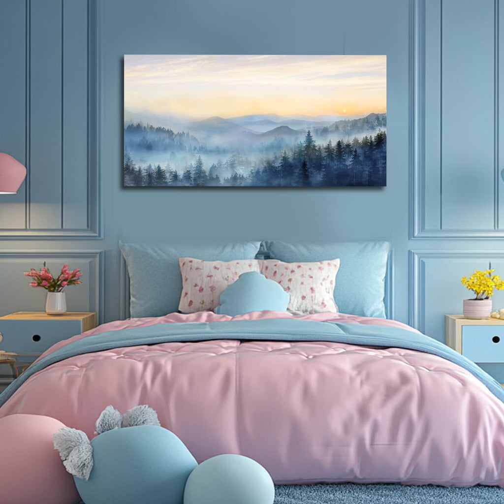 Landscape Wall Decor Gold Sunset Pictures Mountain Canvas Painting Contemporary Wall Art for Living Room Office Home 20"x 40" Modern Photo