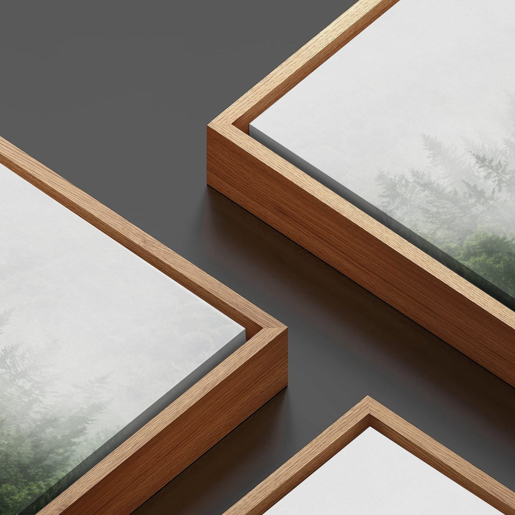 Misty Green Forest Framed Canvas Wall Art Set, Nature Scenery Modern Wall Decor, Foggy Mountain Wall Painting, Woodland Landscape Nursery Art Print for Living Room, Bedroom, Office - 16"x24"x3