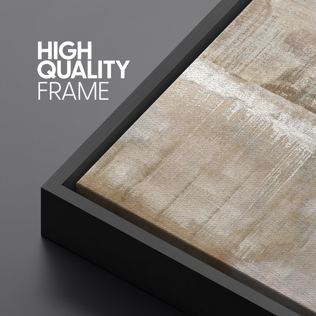 Large Framed Canvas Print Neutral Beige and White Textured with a Weathered LookWall Art Decorative Ready to Hang Painting for Living room Bedroom 60x30 inches Black Frame