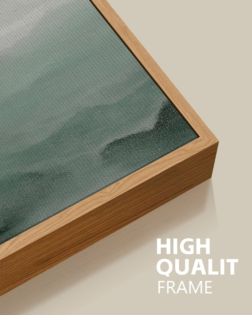 SHENIFY Abstract Landscape Wall Art 20x40in Natural Framed Minimalist Tan Green Mountain Neutral Toned Misty Nature Wilderness Illustrations Modern Art Decorative