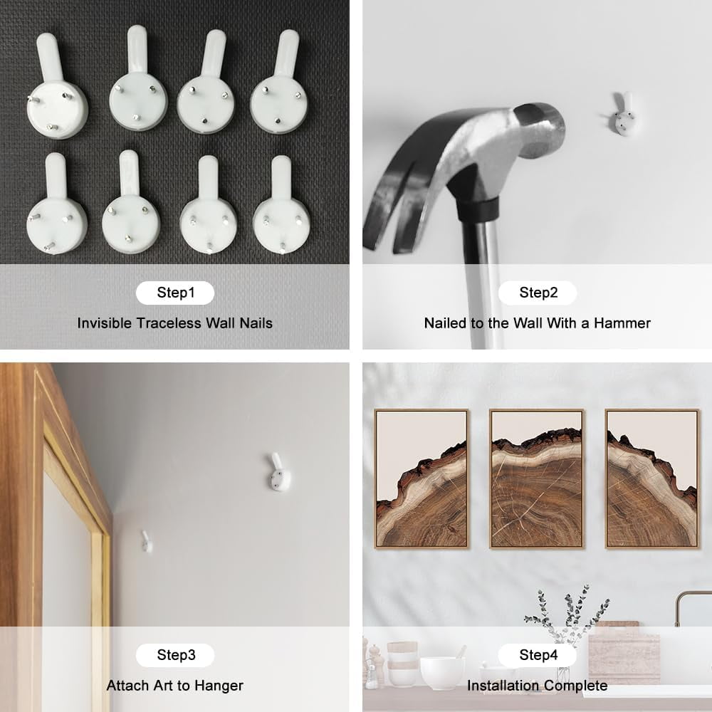 Tree Rings Wood Wall Art Framed Set, Modern Beige Wood Stump Wall Decor, Abstract Tree Spiral Wall Painting,Nature-Inspired Art Print for Living Room, Bedroom, Dining Room, Office-16 x24 x3