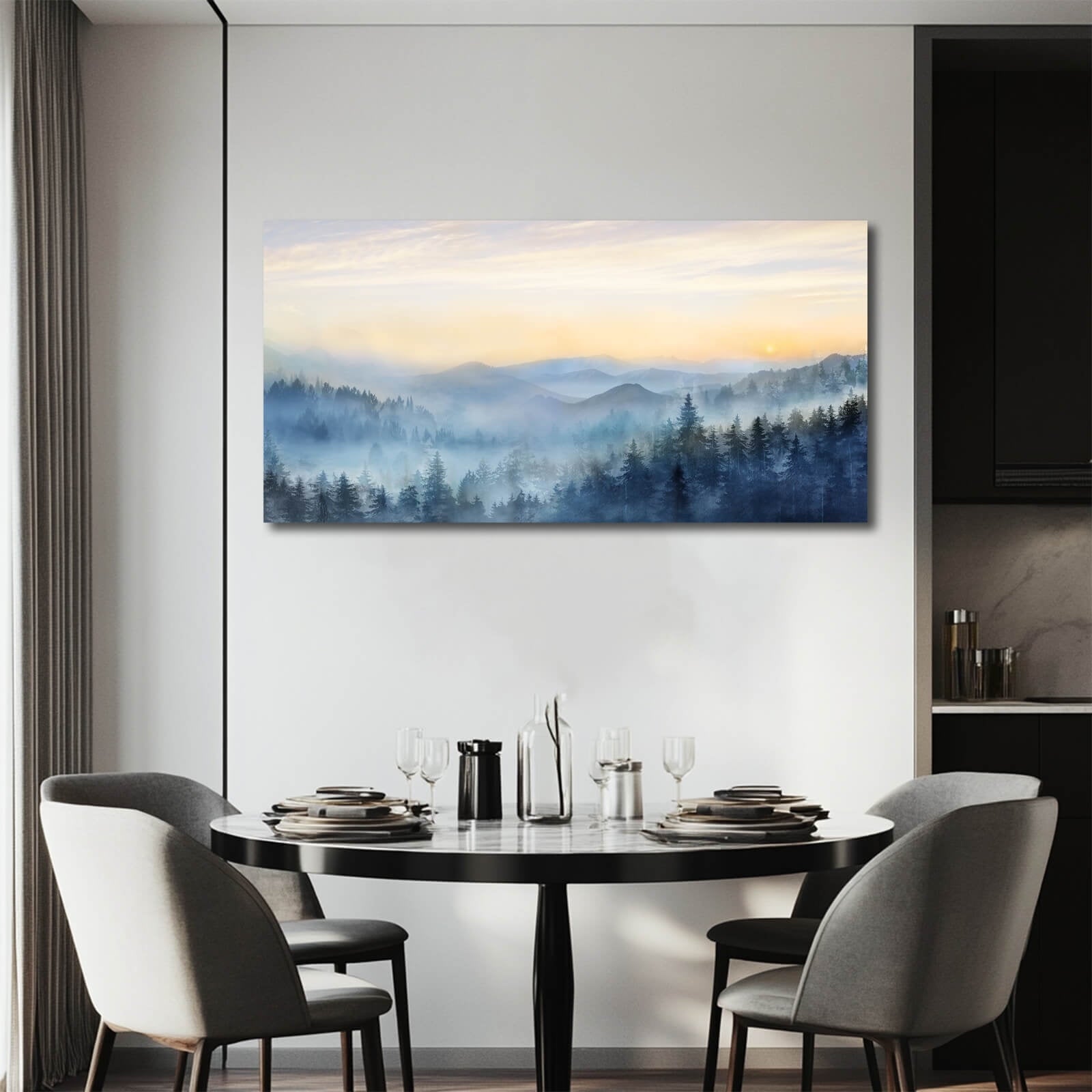 Landscape Wall Decor Gold Sunset Pictures Mountain Canvas Painting Contemporary Wall Art for Living Room Office Home 20"x 40" Modern Photo