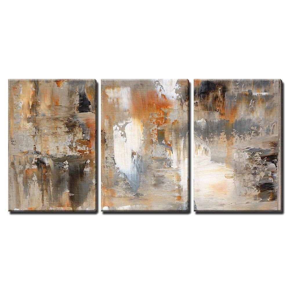 wall26 Canvas Print Wall Art Set Black, White &amp; Orange Brushstrokes Abstract Shapes Illustrations Modern Art Chic Colorful Multicolor Ultra for Living Room, Bedroom, Office - 24"x36"x3