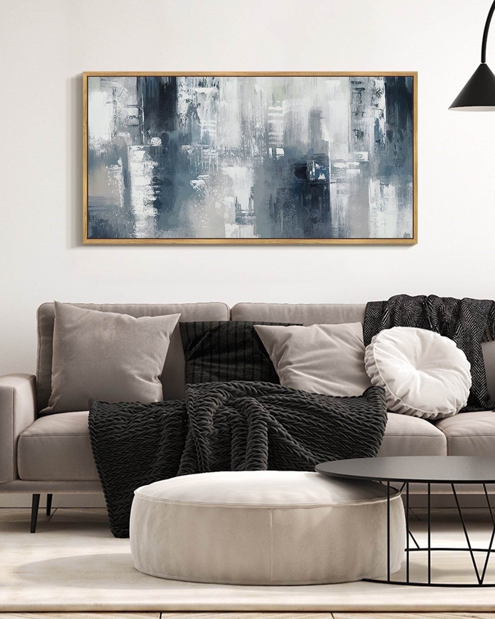 SHENIFY Abstract Landscape Wall Art 20x40in Natural Framed Minimalist Tan Green Mountain Neutral Toned Misty Nature Wilderness Illustrations Modern Art Decorative