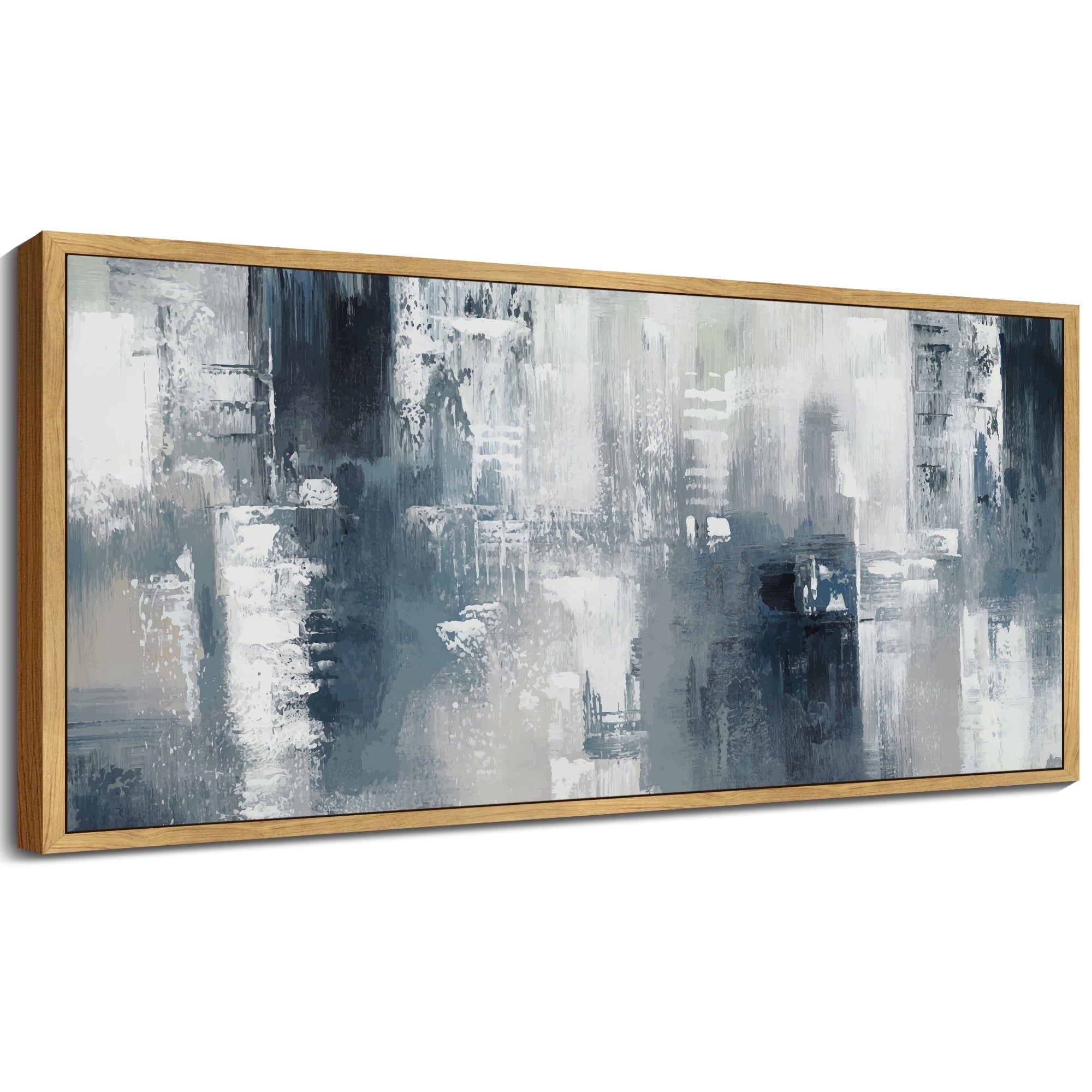 SHENIFY Abstract Landscape Wall Art 20x40in Natural Framed Minimalist Tan Green Mountain Neutral Toned Misty Nature Wilderness Illustrations Modern Art Decorative