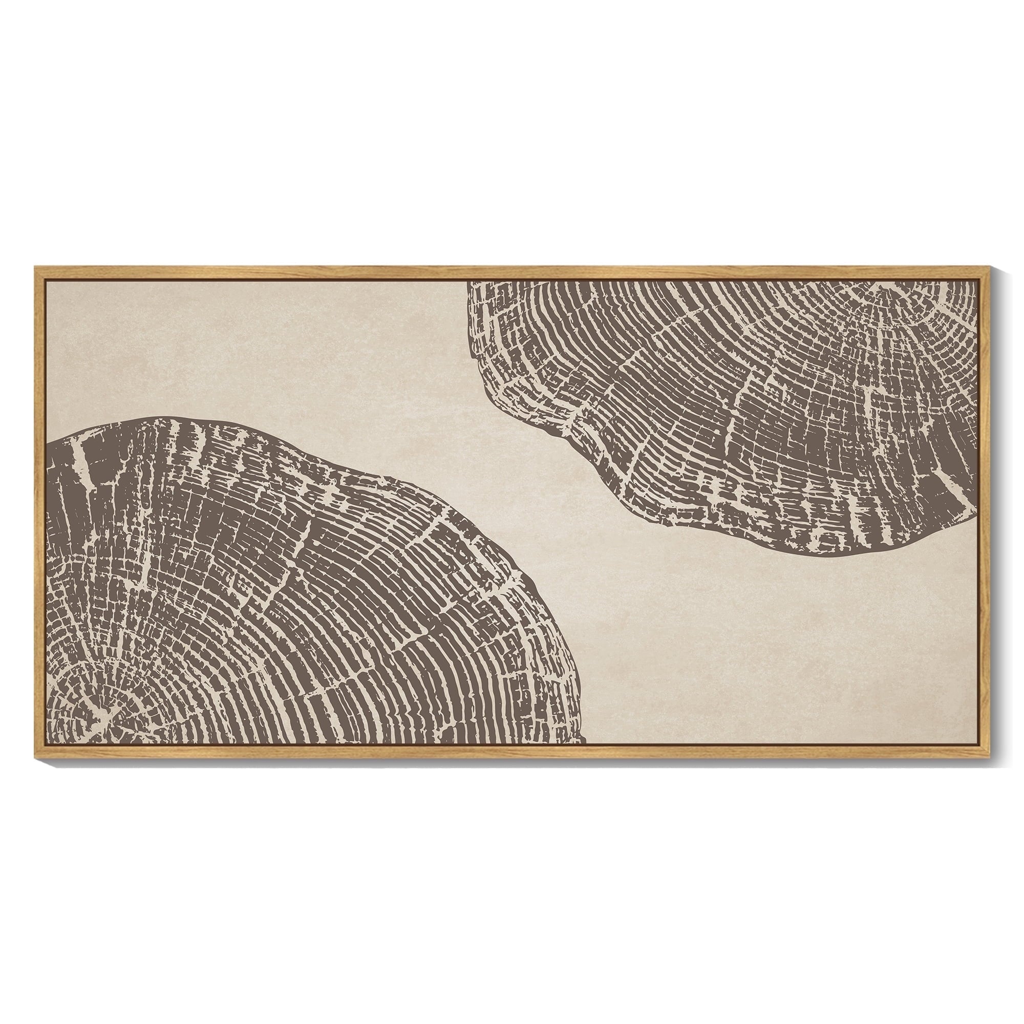 SHENIFY Abstract Landscape Wall Art 20x40in Natural Framed Minimalist Tan Green Mountain Neutral Toned Misty Nature Wilderness Illustrations Modern Art Decorative