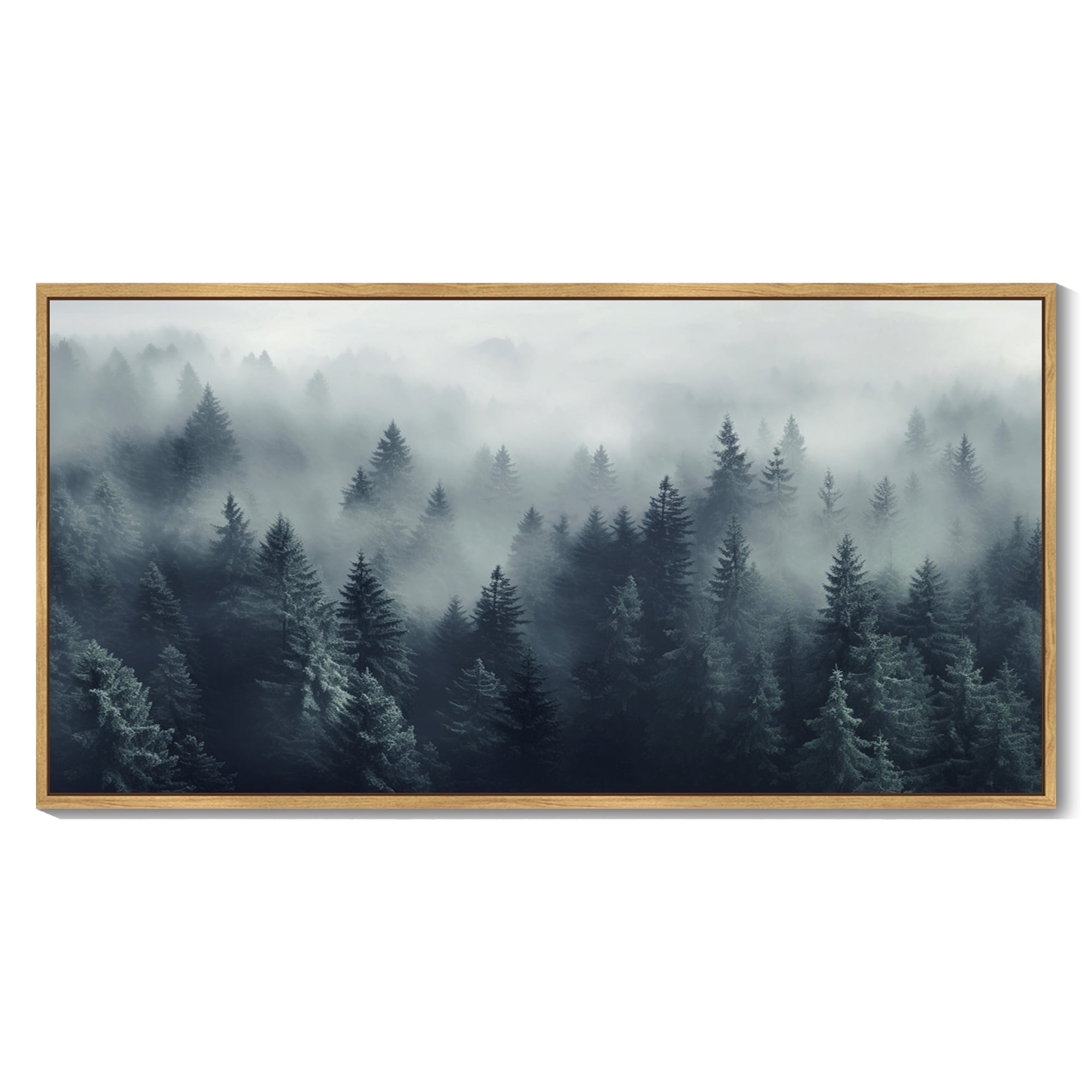 SHENIFY Abstract Landscape Wall Art 20x40in Natural Framed Minimalist Tan Green Mountain Neutral Toned Misty Nature Wilderness Illustrations Modern Art Decorative