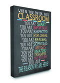 The Kids Room by Stupell Classroom Rules Rainbow Chalk Canvas Wall Art by Jo Moulton