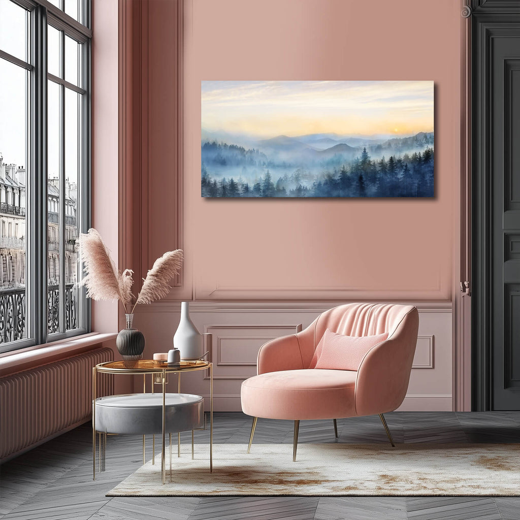 Landscape Wall Decor Gold Sunset Pictures Mountain Canvas Painting Contemporary Wall Art for Living Room Office Home 20"x 40" Modern Photo