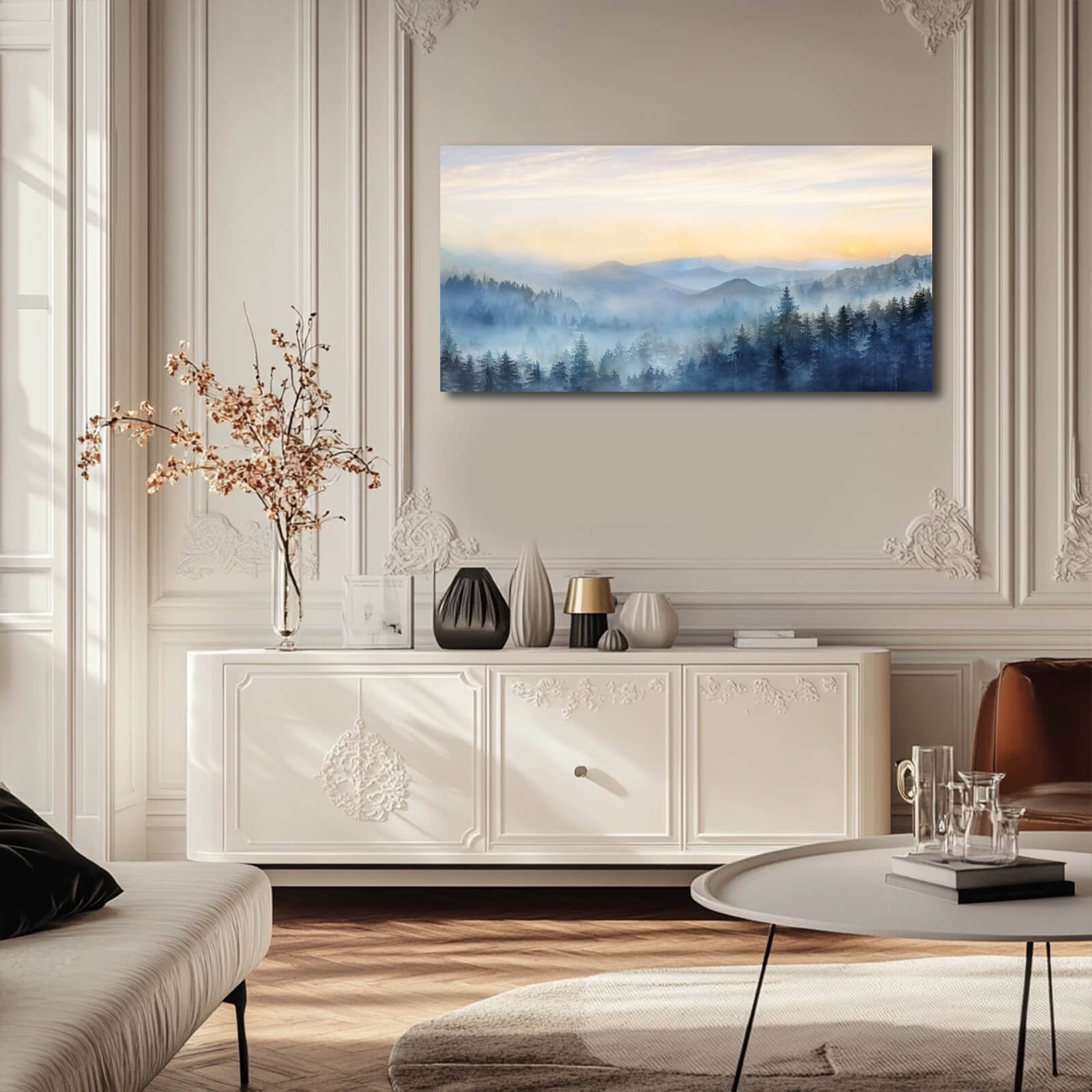 Landscape Wall Decor Gold Sunset Pictures Mountain Canvas Painting Contemporary Wall Art for Living Room Office Home 20"x 40" Modern Photo