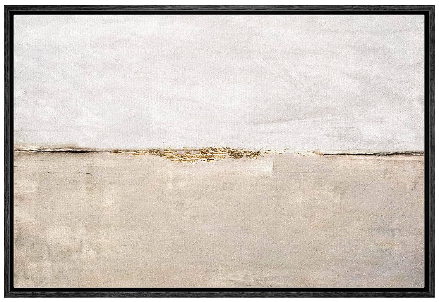 wall26 Framed Canvas Print Wall Art Pastel Tan Gray Duotone Landscape Abstract Shapes Illustrations Minimal Decorative Contemporary Multicolor for Living Room, Bedroom, Office - 16"x24" Bla